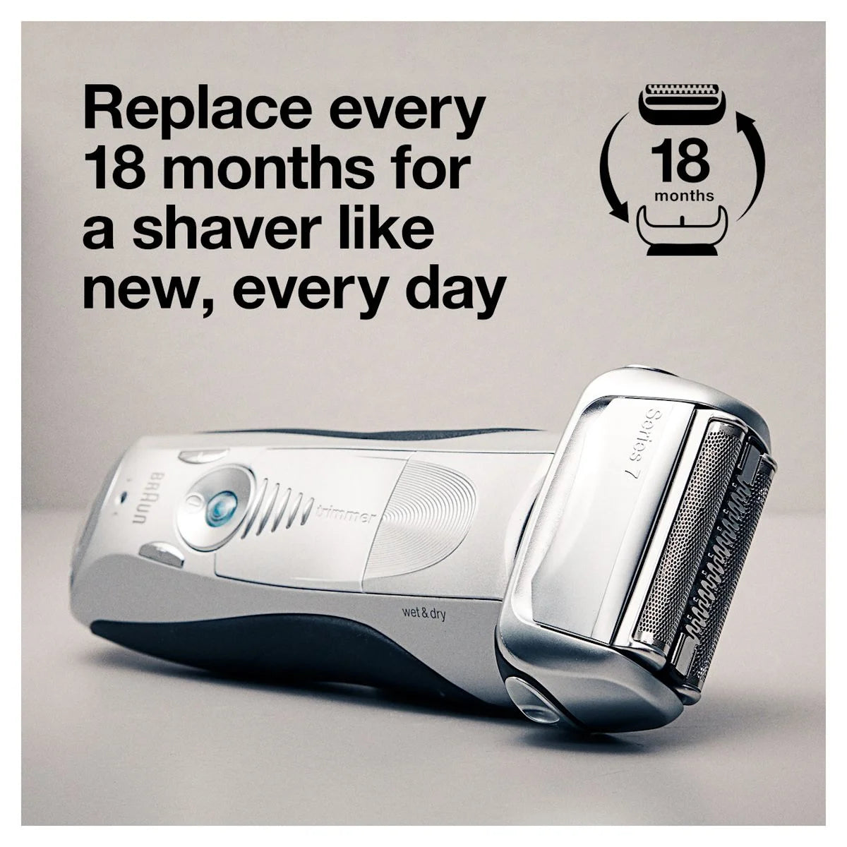 Braun Electric Shaver Head Replacement Part 70s Silver, Compatible with Legacy Series 7 Electric Razors for Men