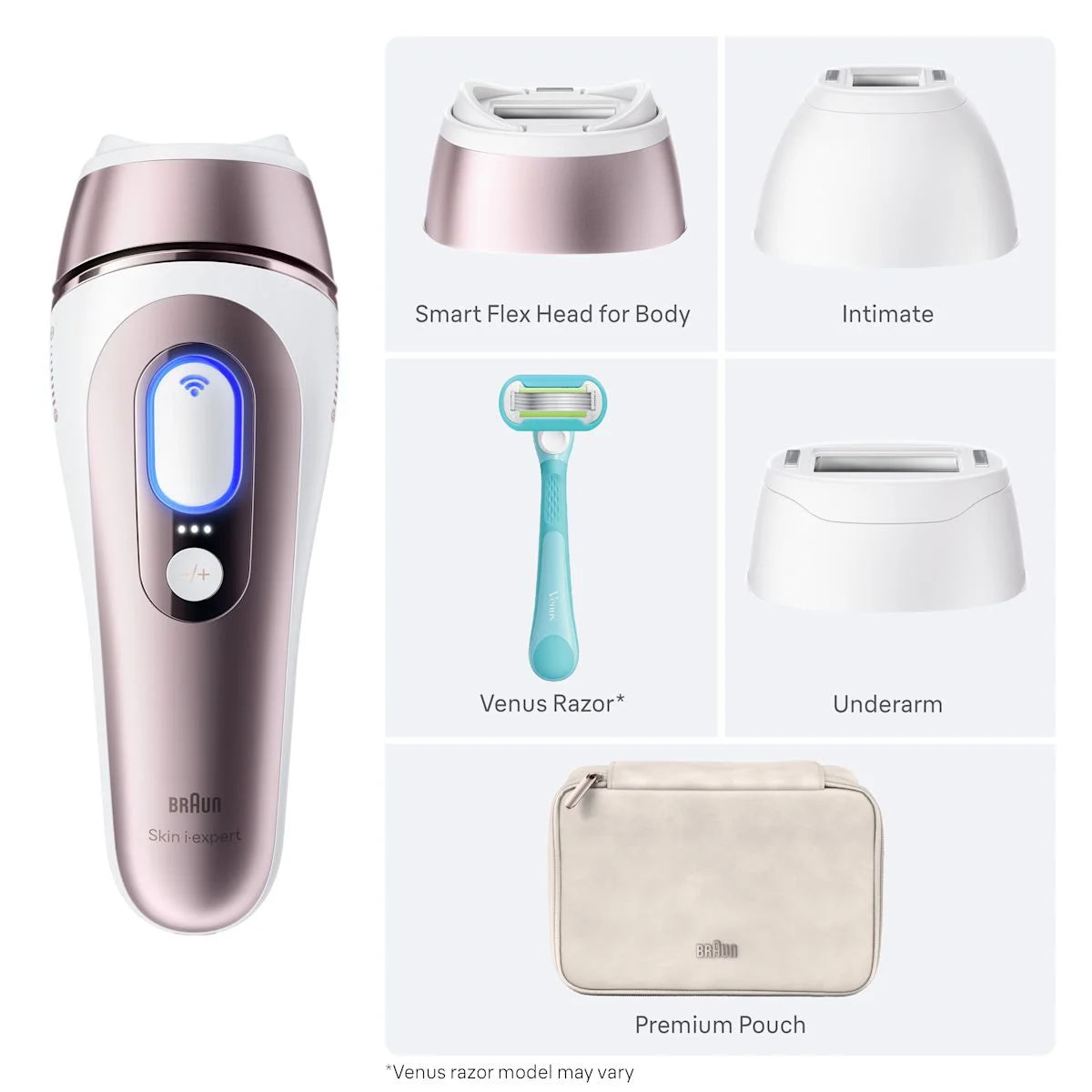 Braun Skin i·expert Smart IPL: At Home Alternative to Laser Hair Removal with 3 Caps and Leather Pouch, PL7243