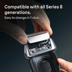 Braun Electric Shaver Head Replacement Part 83m Silver, Compatible with Series 8 Electric Razors for Men