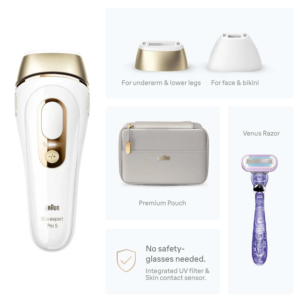 Braun Silk·expert Pro 5 IPL: Alternative to Laser Hair Removal with 2 Caps and Leather Pouch, PL5157