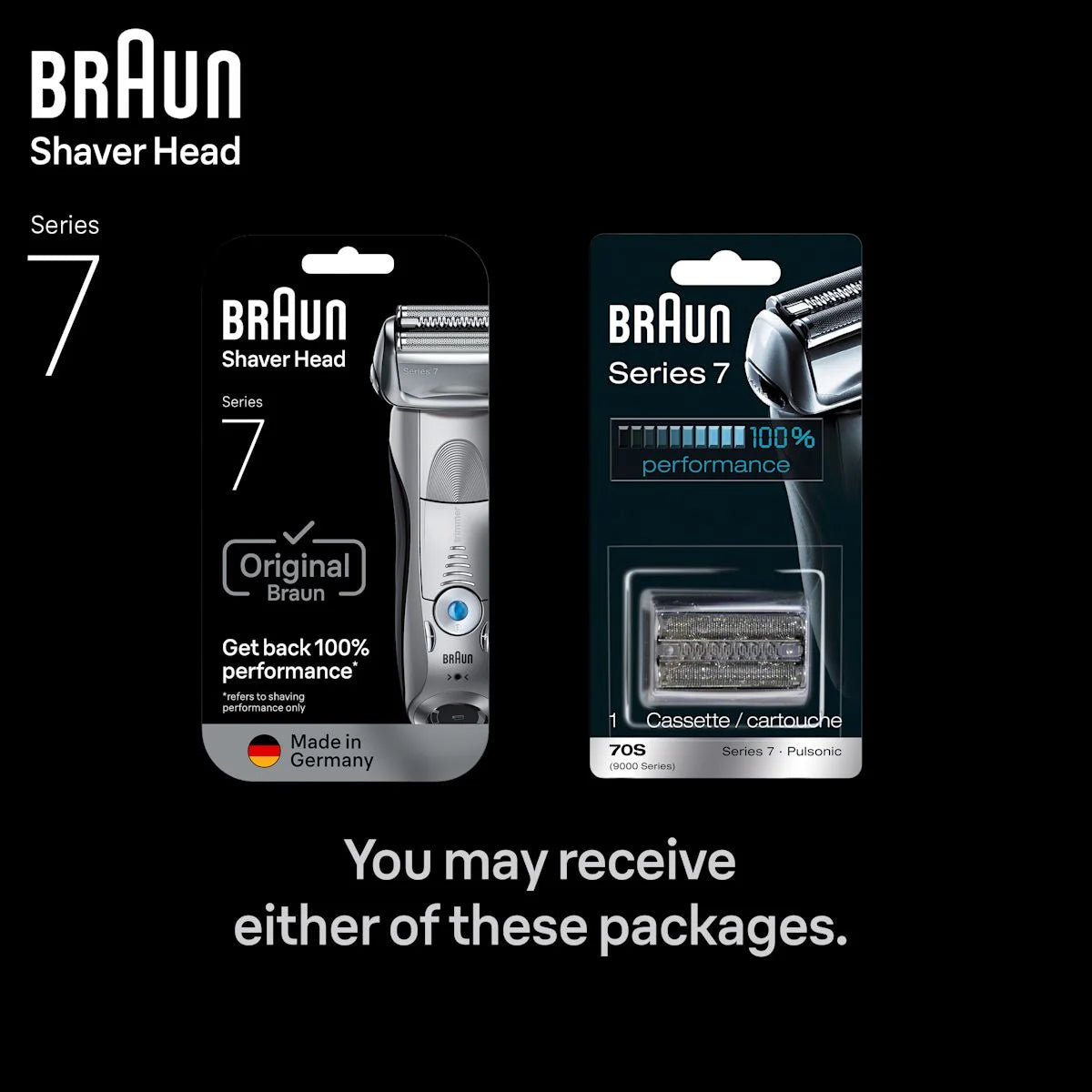 Braun Electric Shaver Head Replacement Part 70s Silver, Compatible with Legacy Series 7 Electric Razors for Men