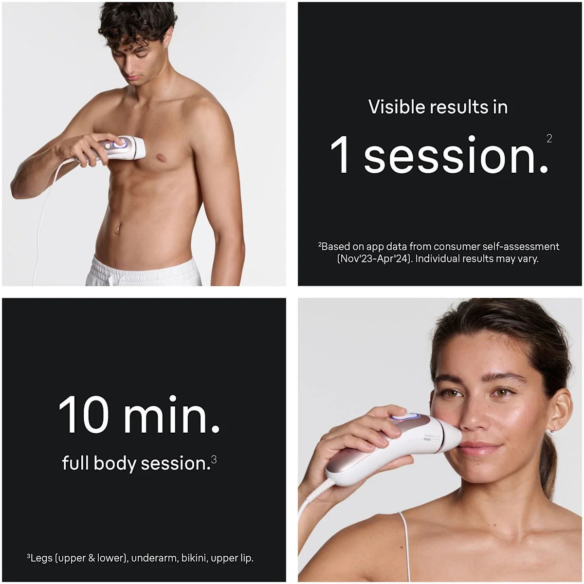 Braun Smart IPL, Skin i·Expert Pro 7: At Home Alternative to Laser Hair Removal with 4 Caps, Facial Hair Trimmer, and Leather Pouch, IPL7219