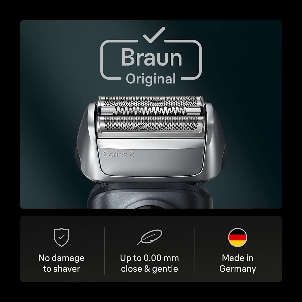 Braun Electric Shaver Head Replacement Part 83m Silver, Compatible with Series 8 Electric Razors for Men