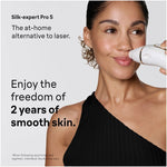 Braun Smart IPL, Silk·Expert Pro 5: At Home Alternative to Laser Hair Removal with 4 Caps, Facial Hair Trimmer, and Vanity Case, IPL5442
